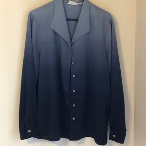 Long sleeve button down v neck blouse